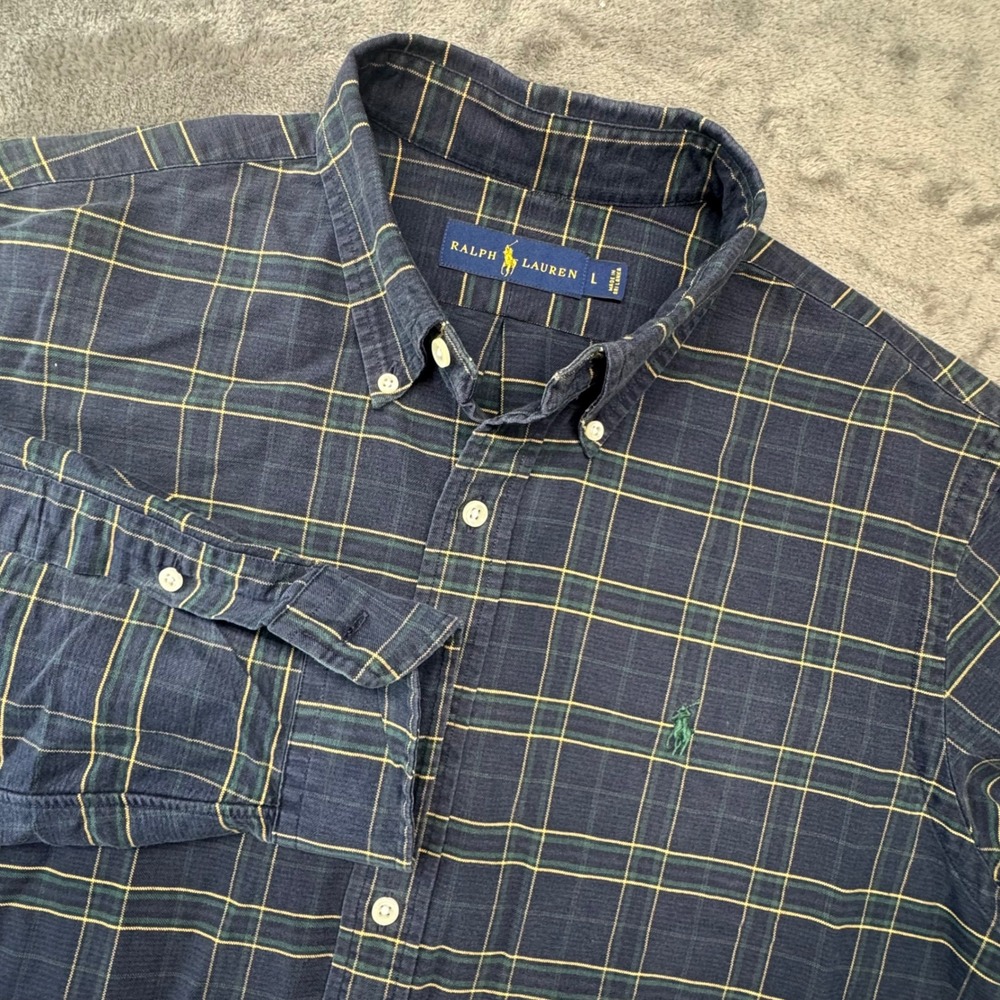 Ralph Lauren Plaid Button Down Long Sleeve Shirt Classic Fit Mens L